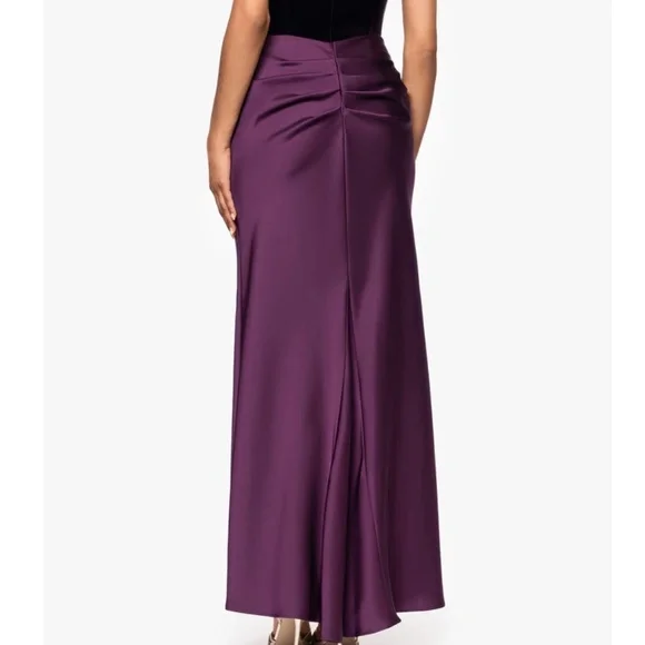 NEW Betsy & Adam PLUM Strapless CORSET Bustier VELVET & SATIN Draped GOWN 4 - Picture 7 of 13